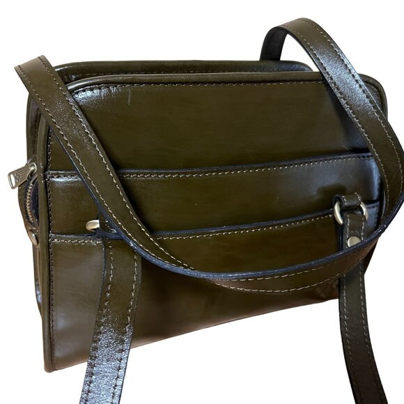 Patricia Nash Bruna Tooled Satchel Bag Purse Olive Green Gold CutOut NWT A1 - Picture 4 of 12